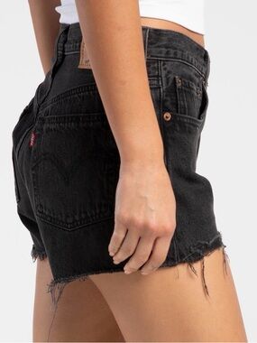 Levi's Black High-Rise Cutoff Denim Shorts